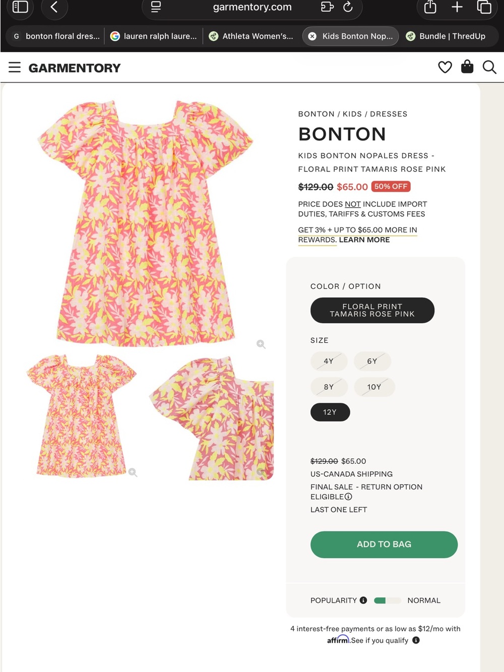 Bonton Floral Puff Sleeve Dress in Rose Pink and Yellow